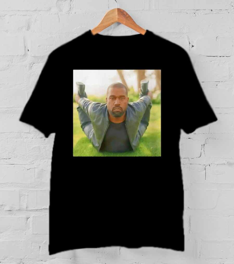 Kanye West Ye Meme Photo Iconic Pose Lying On Grass T-Shirt