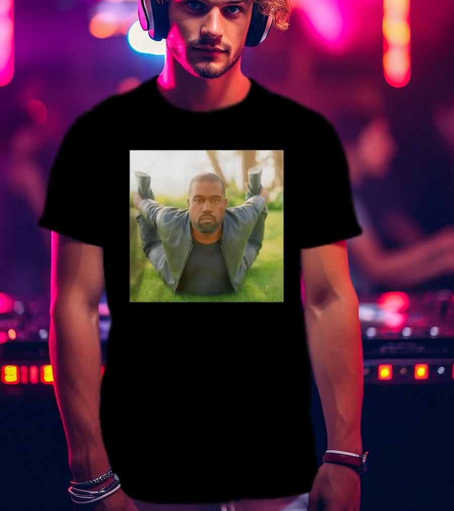 Kanye West Ye Meme Photo Iconic Pose Lying On Grass T-Shirt