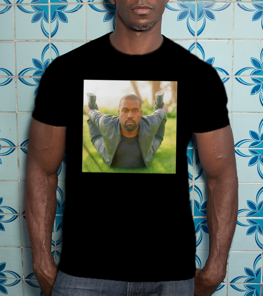 Kanye West Ye Meme Photo Iconic Pose Lying On Grass T-Shirt