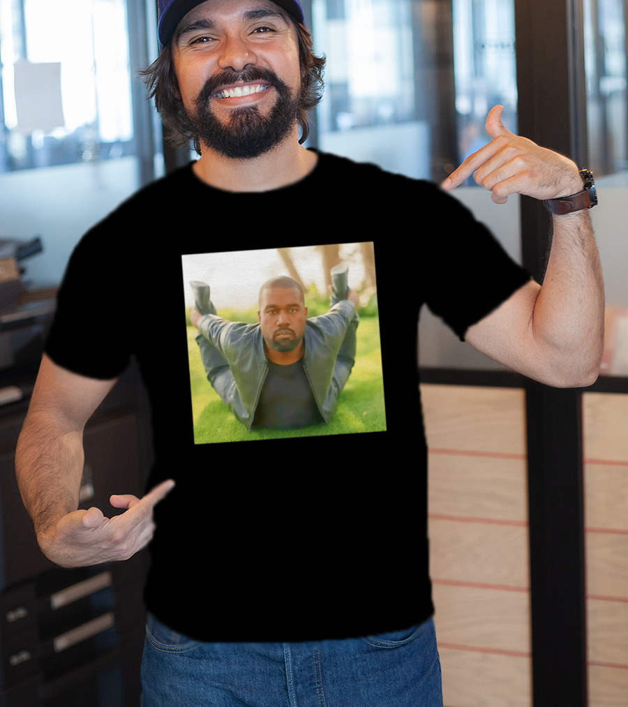 Kanye West Ye Meme Photo Iconic Pose Lying On Grass T-Shirt