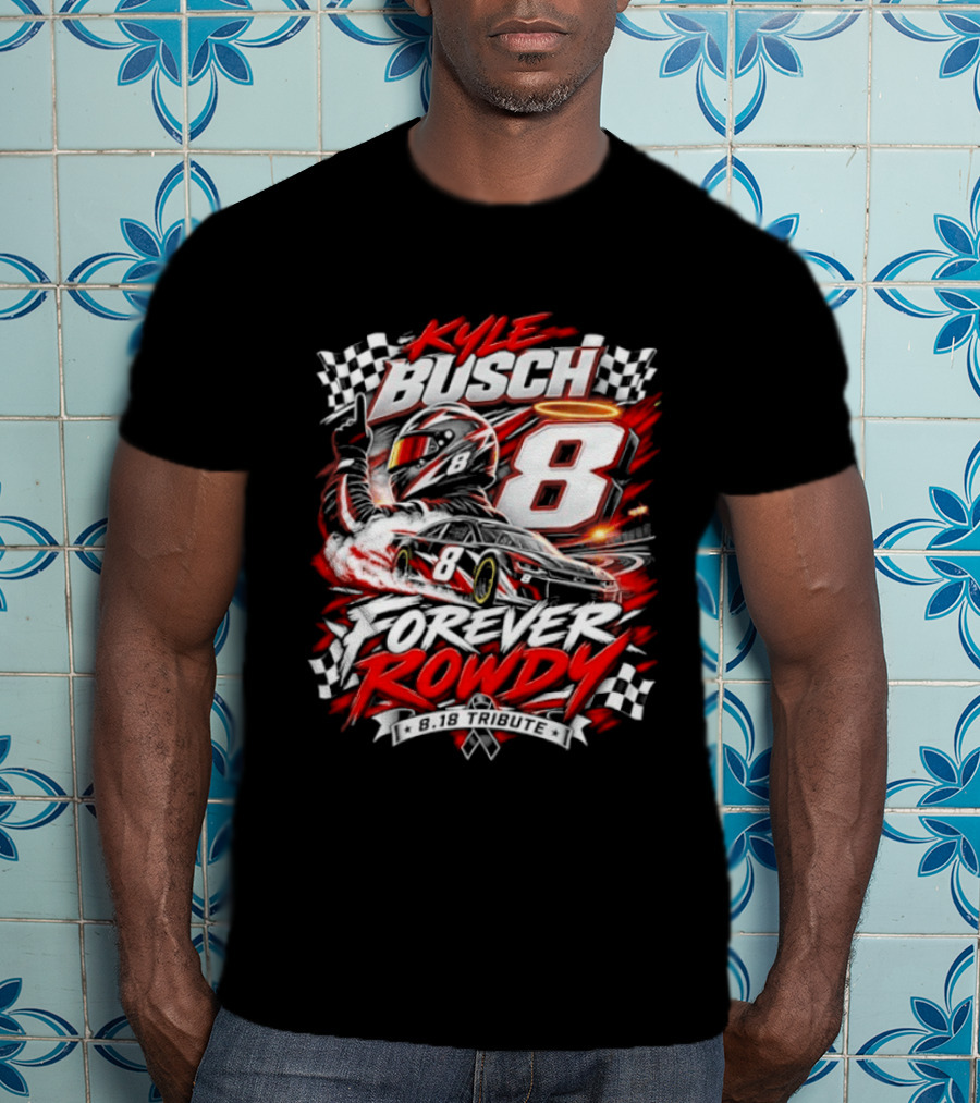 Kyle Busch 8 Forever Rowdy NASCAR Racing Angel Halo T-Shirt