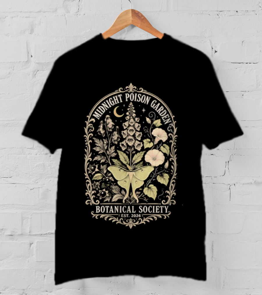 Midnight Poison Garden Botanical Society Est 2026 Moth Moonflower T-Shirt