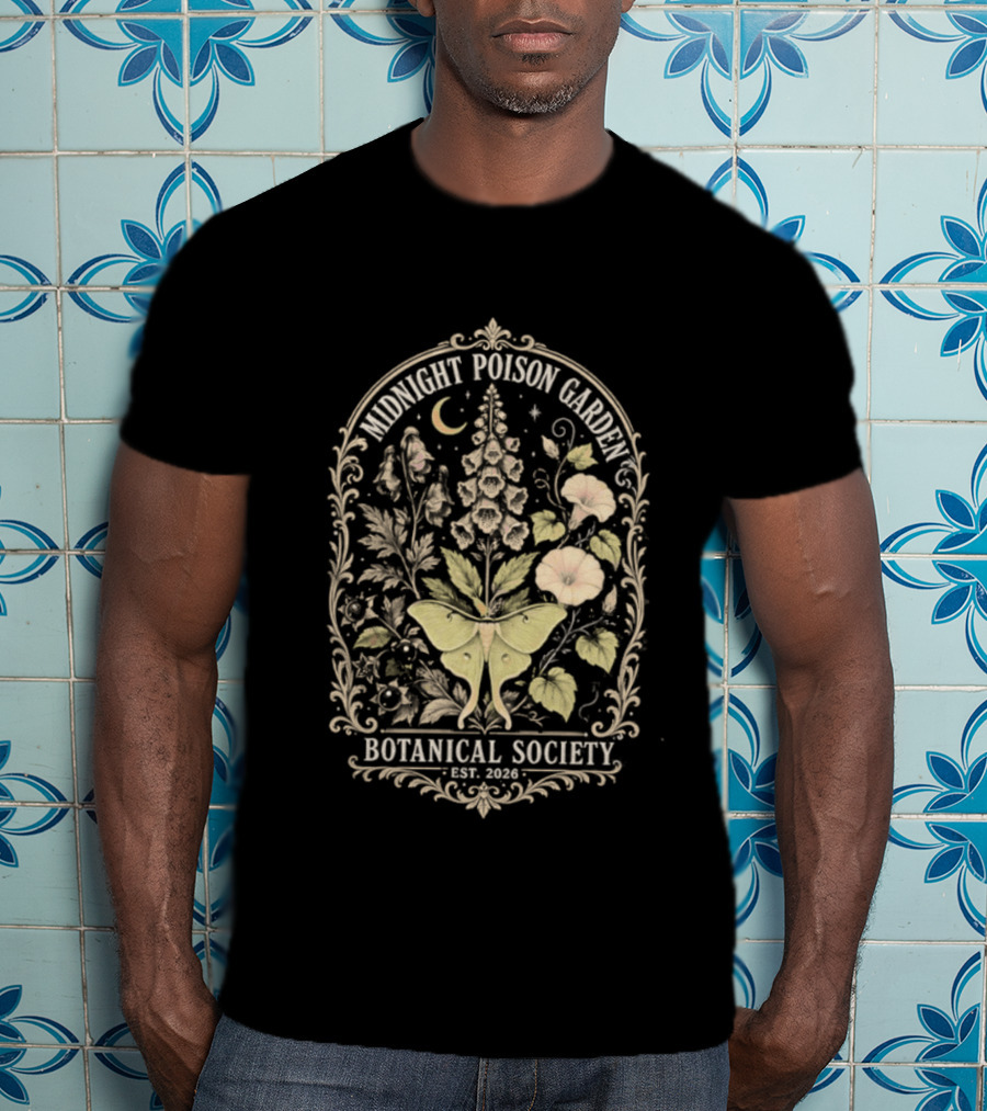 Midnight Poison Garden Botanical Society Est 2026 Moth Moonflower T-Shirt