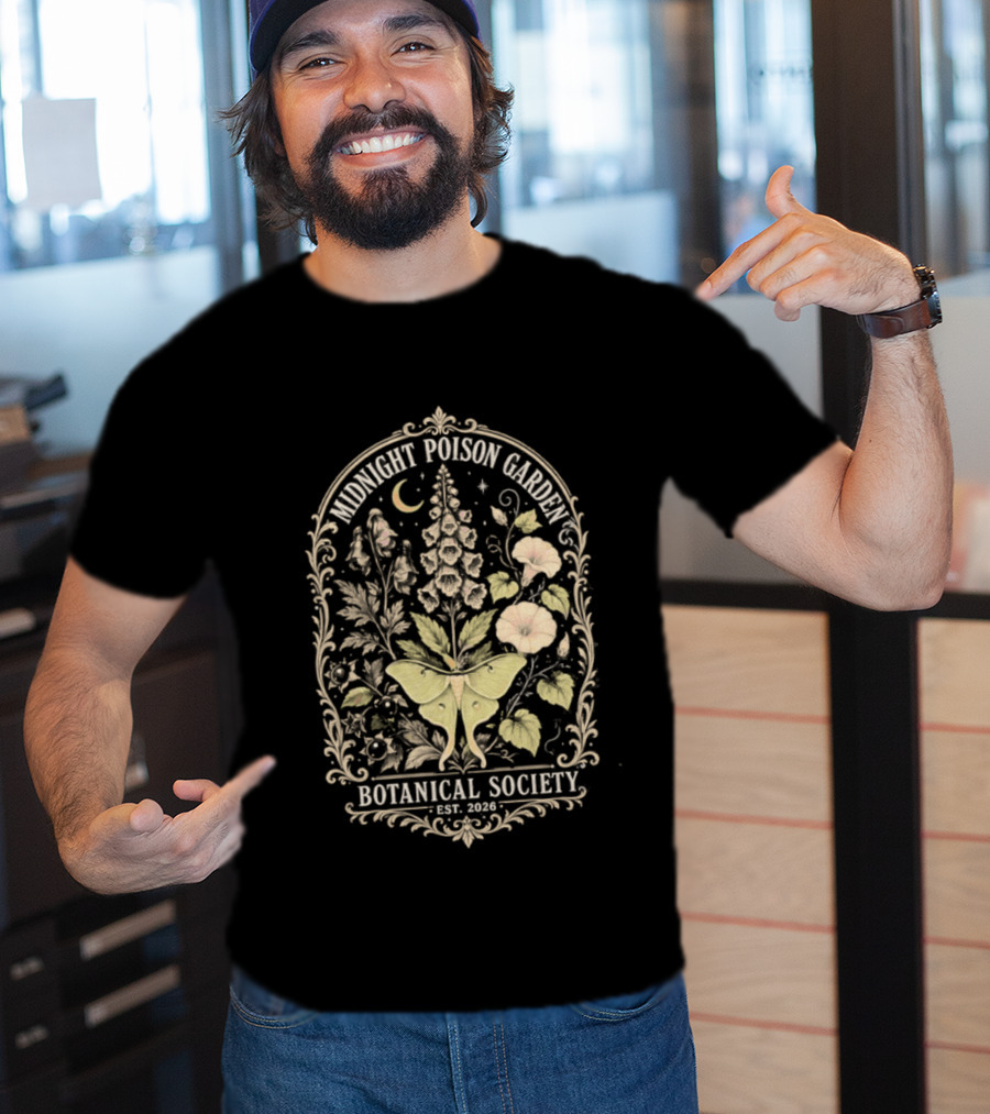 Midnight Poison Garden Botanical Society Est 2026 Moth Moonflower T-Shirt
