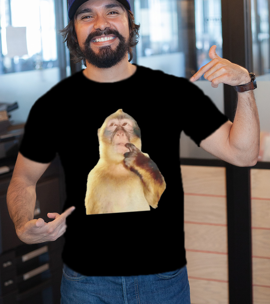 Pondering Monkey Curious Expression Contemplation T-Shirt
