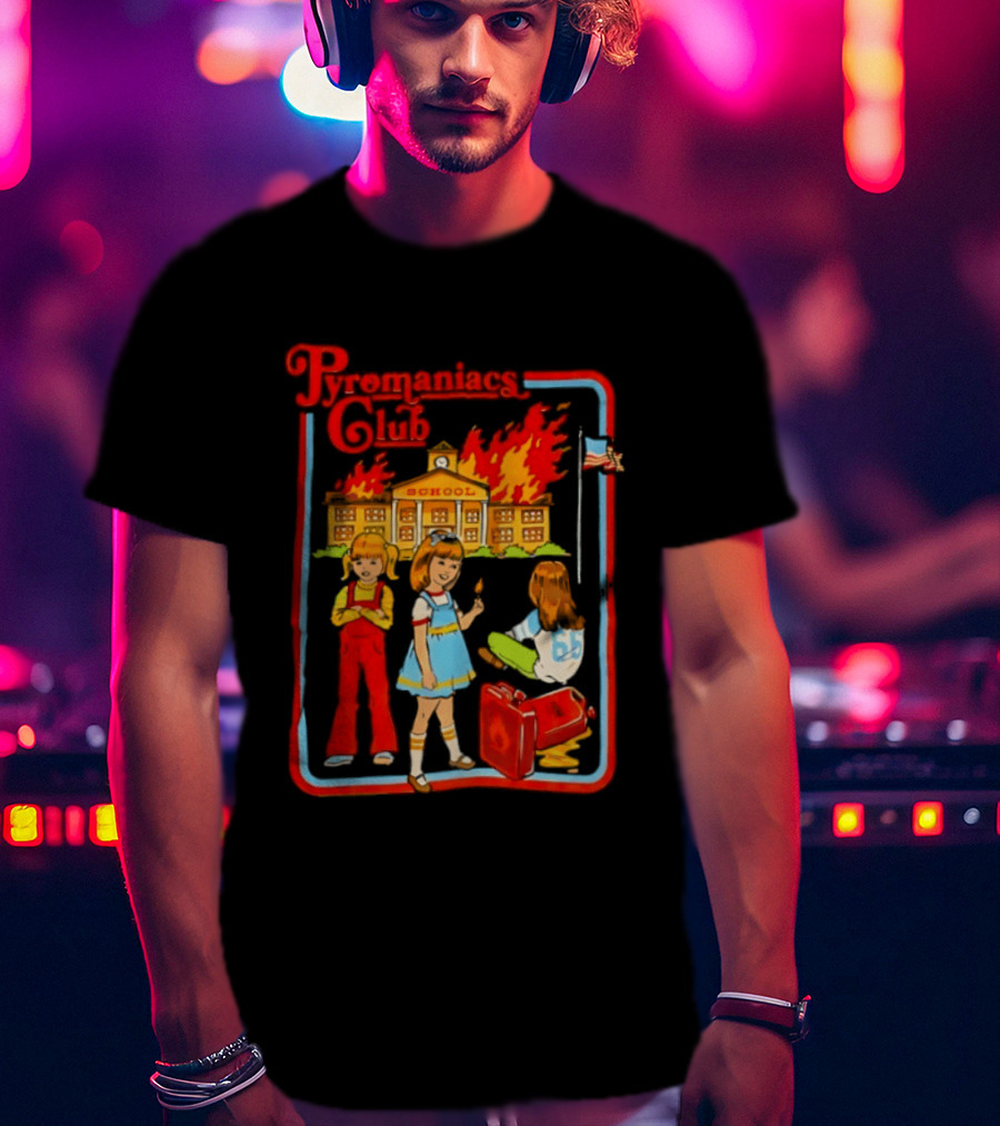 Pyromaniacs Club School Fire Retro Nostalgia T-Shirt