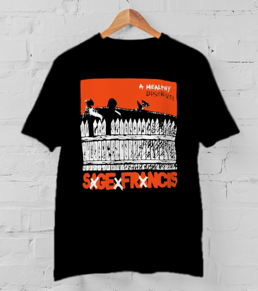 Sage Francis A Healthy Distrust Hip Hop Silhouette White Fence Red T-Shirt