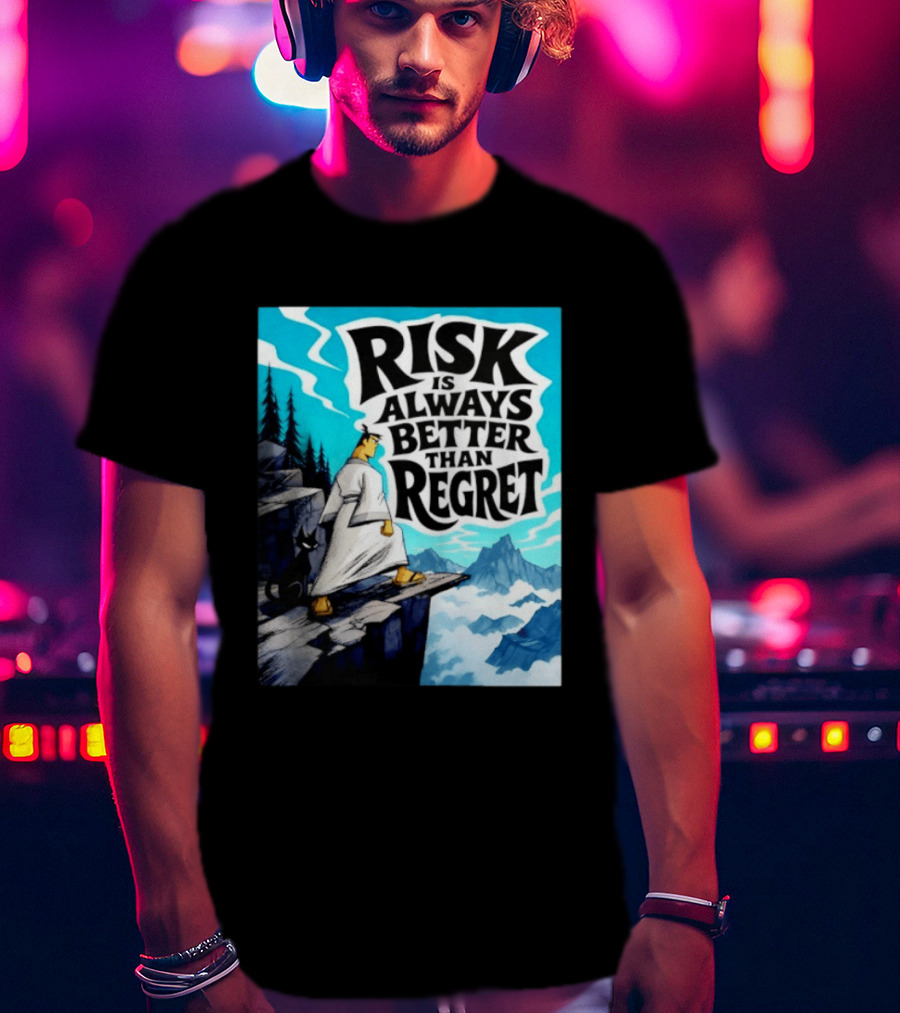 Samurai Jack Risk Is Always Better Than Regret Mountain Scene T-Shirt