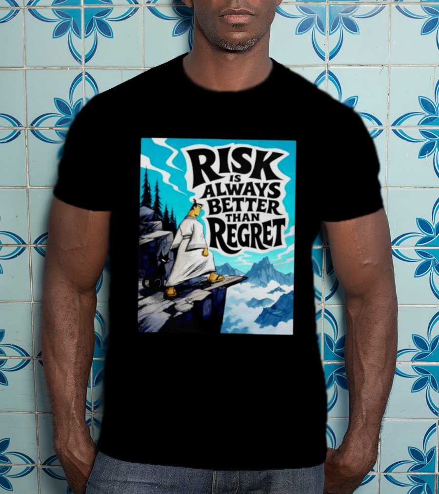 Samurai Jack Risk Is Always Better Than Regret Mountain Scene T-Shirt