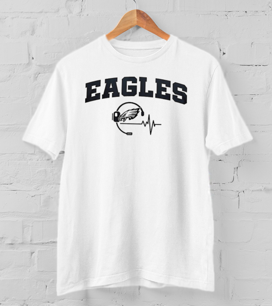 Philadelphia Eagles 2026 Season First Responders First To The Fight Eagles Helmet Heartbeat T-Shirt