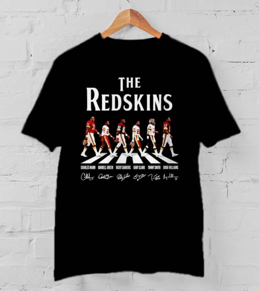 The Redskins Charles Mann Darrell Green Ricky Sanders Gary Clark Timmy Smith Doug Williams Signatures Abbey Road T-Shirt