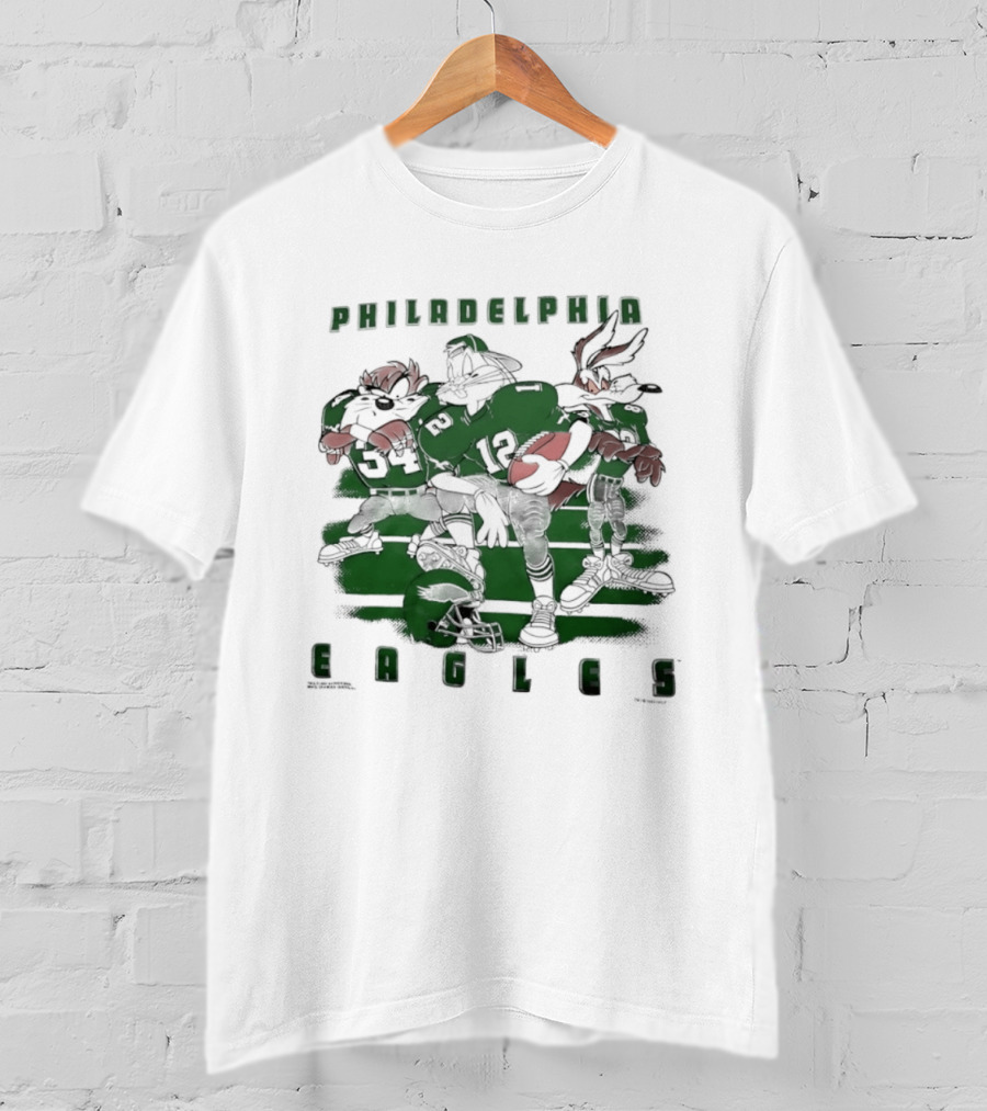 Philadelphia Eagles Taz Bugs Bunny Wile E Coyote Football Team Collaboration T-Shirt