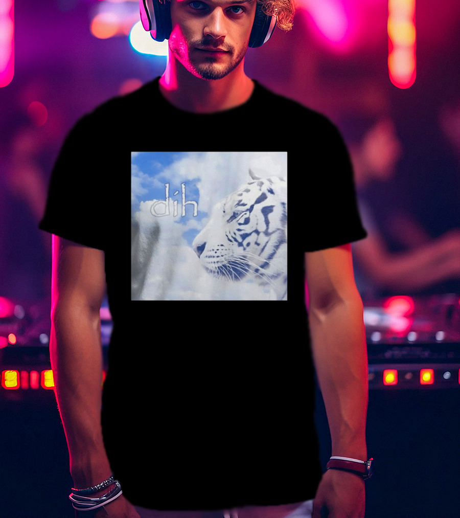 Tiger Dih Majestic Clouds White Bengal Tiger Profile T-Shirt