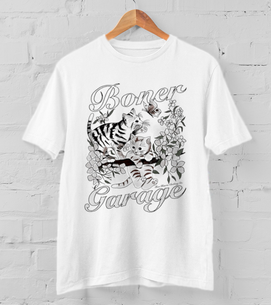 Boner Garage Cats And Flowers Teen Hearts Clothing Co T-Shirt