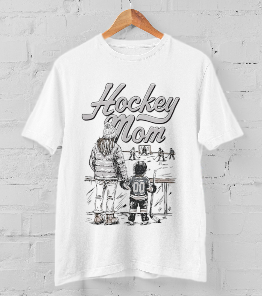 Hockey Mom And Kid At Rink With Stick And Skates T-Shirt