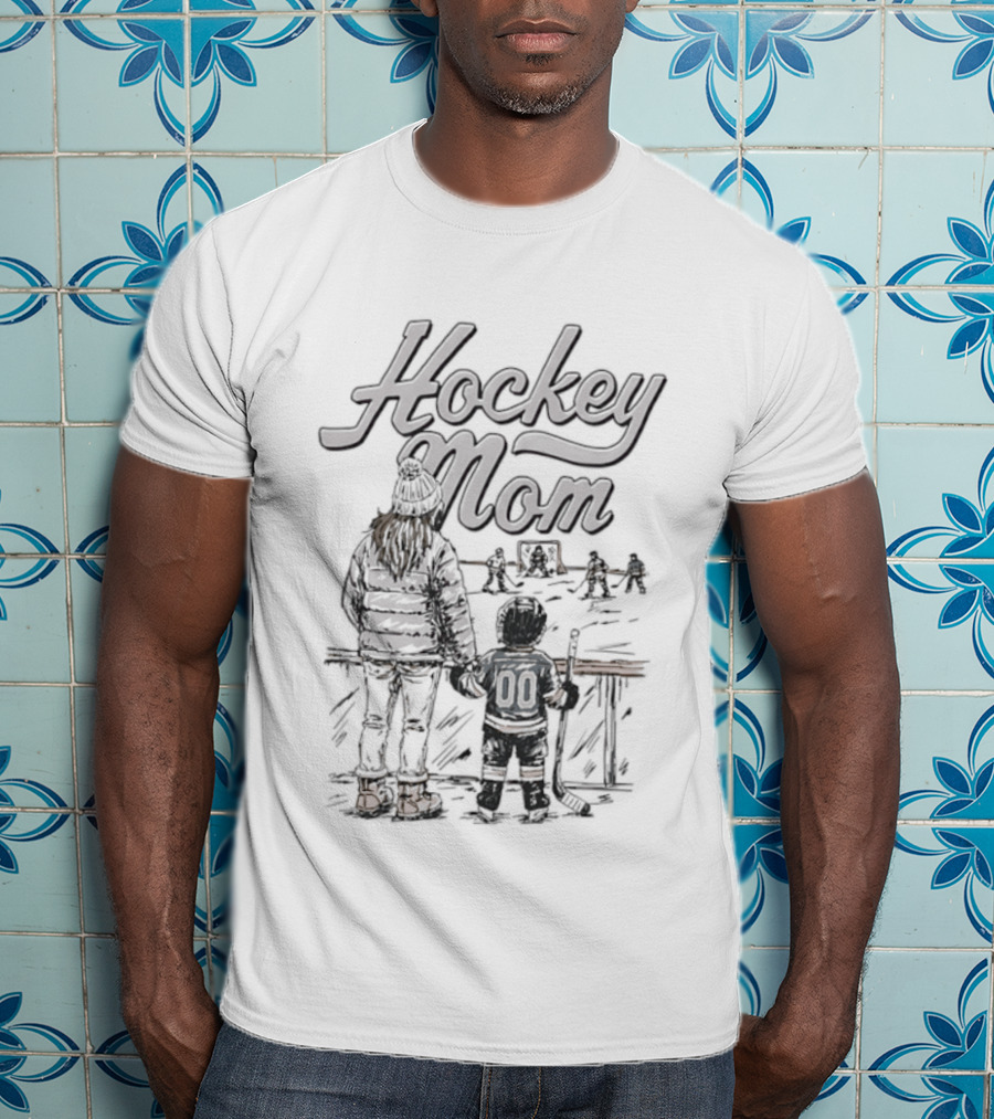 Hockey Mom And Kid At Rink With Stick And Skates T-Shirt