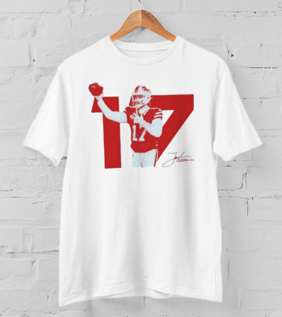 Josh Allen Buffalo Bills Number 17 Football Action T-Shirt