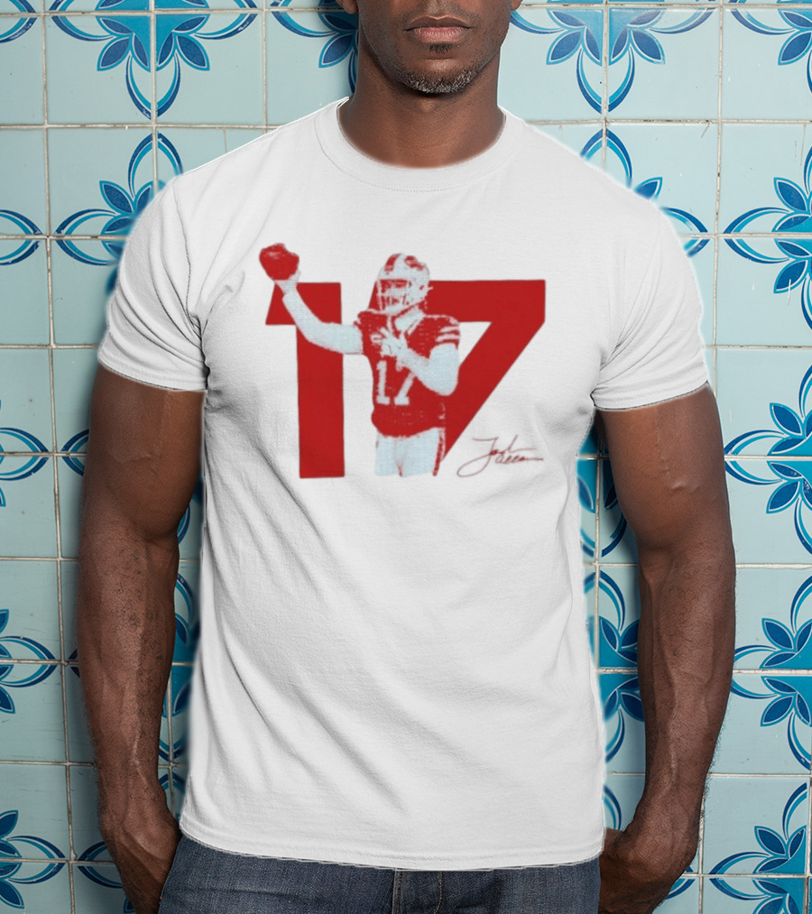 Josh Allen Buffalo Bills Number 17 Football Action T-Shirt