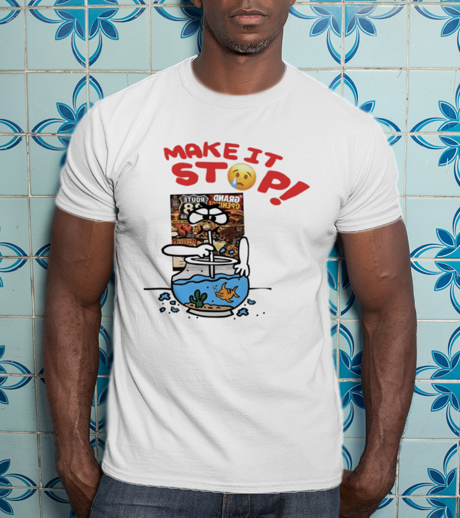 Make It Stop Route 88 Grand Opening Specials Crying Emoji Fish Bowl T-Shirt