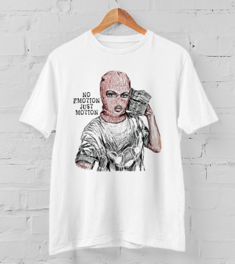 No Emotion Just Motion Balaclava Money Stacks T-Shirt