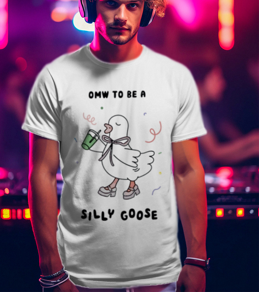 Omw To Be A Silly Goose Duck Coffee Scarf Confetti Fun T-Shirt