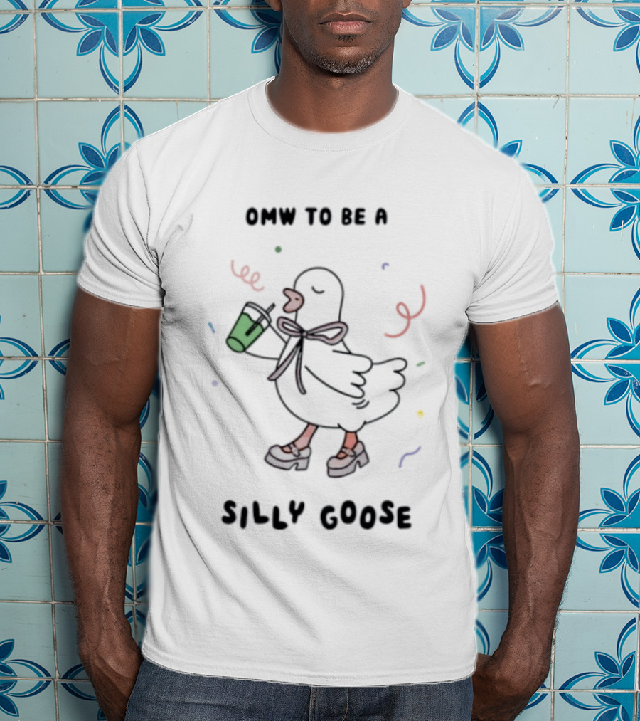 Omw To Be A Silly Goose Duck Coffee Scarf Confetti Fun T-Shirt