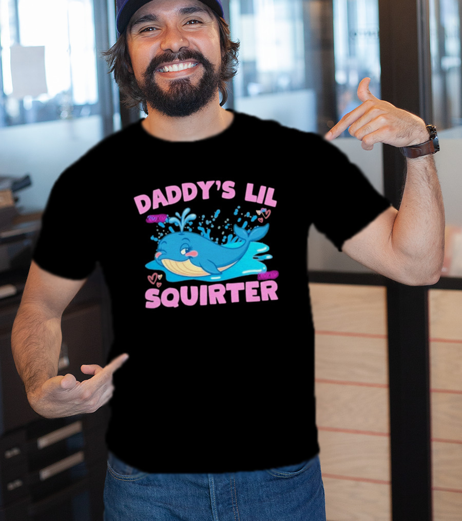 Daddy's Lil Squirter Cute Whale Bubbles And Hearts T-Shirt