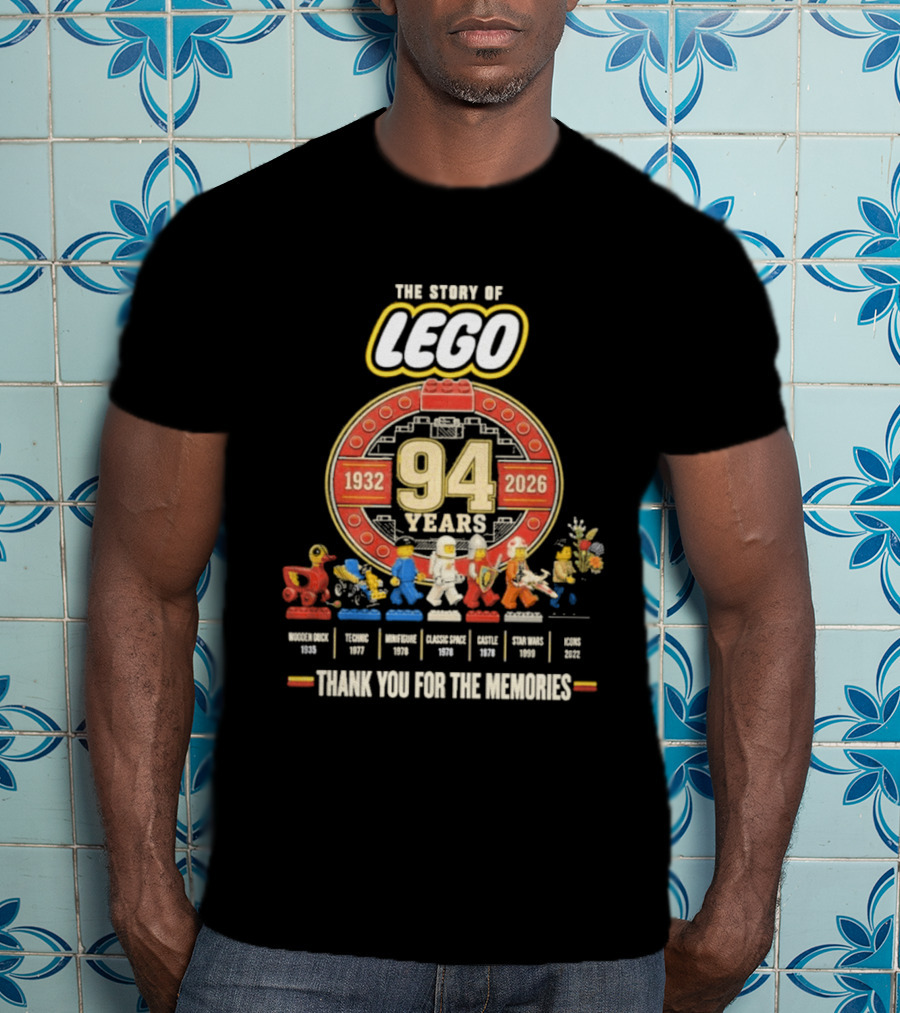 The Story Of Lego 1932 2026 94 Years Thank You For The Memories History Timeline T-Shirt