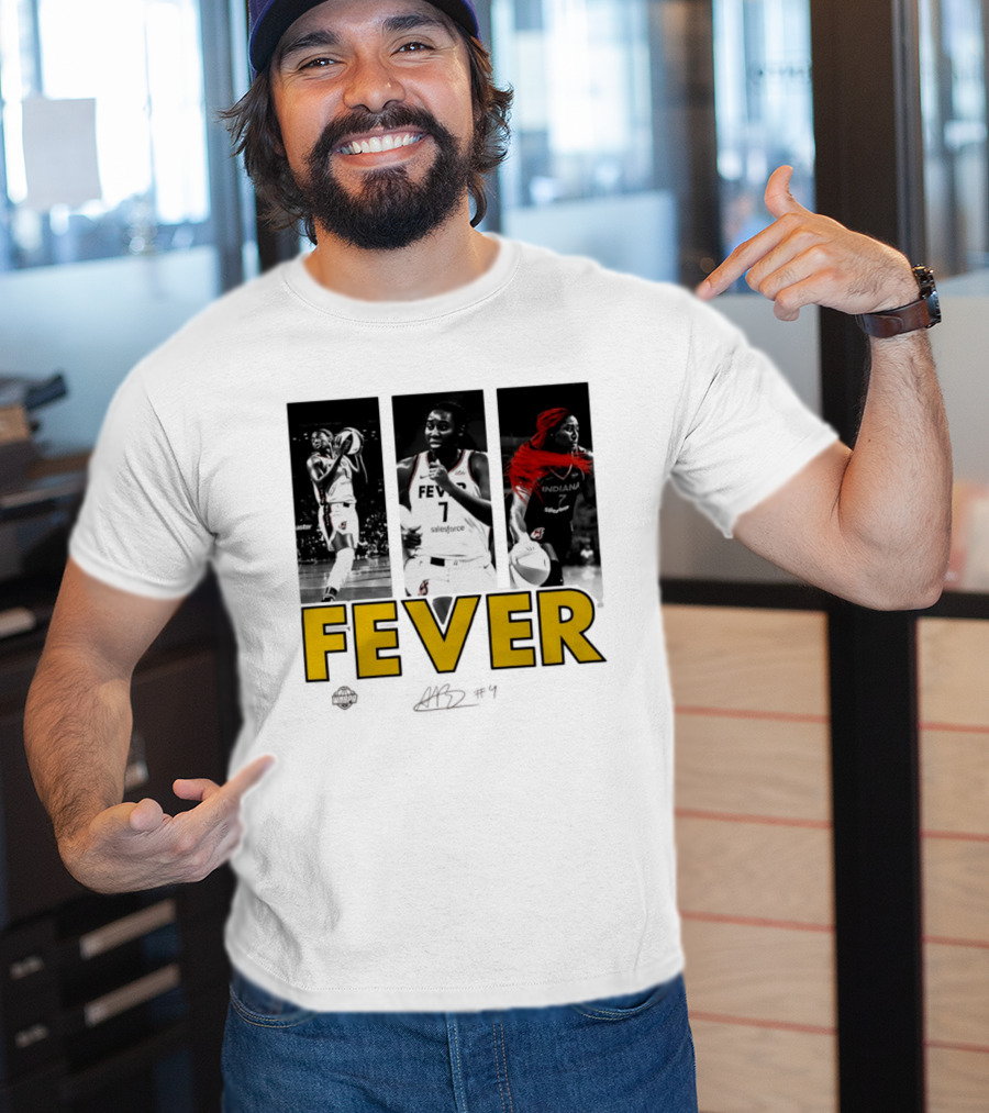 Indiana Fever Aliyah Boston WNBA Player Collage Signature T-Shirt