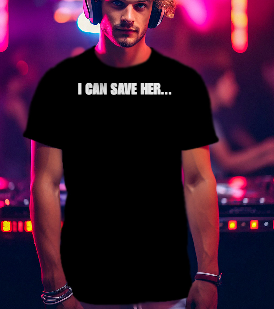 I Can Save Her White Bold Text Statement With Dots T-Shirt