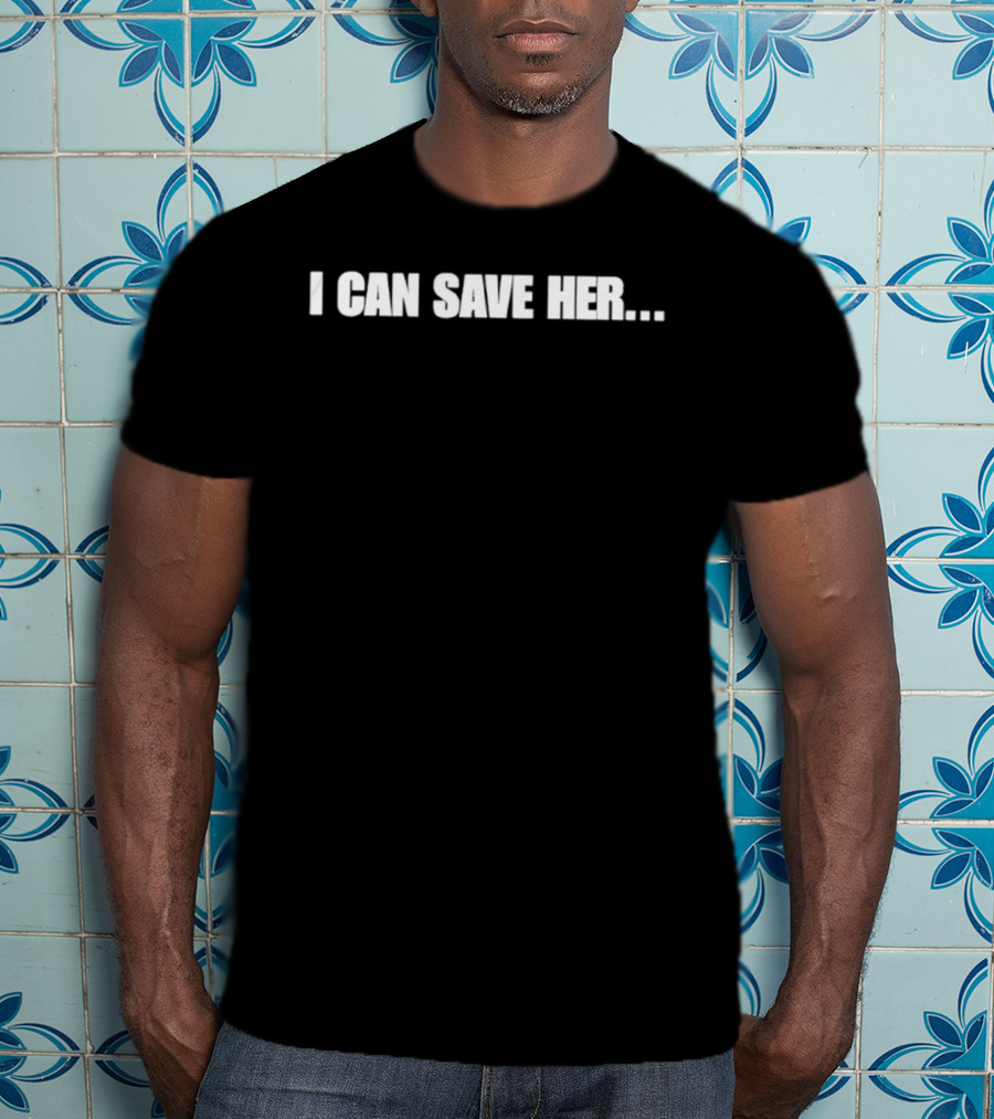 I Can Save Her White Bold Text Statement With Dots T-Shirt