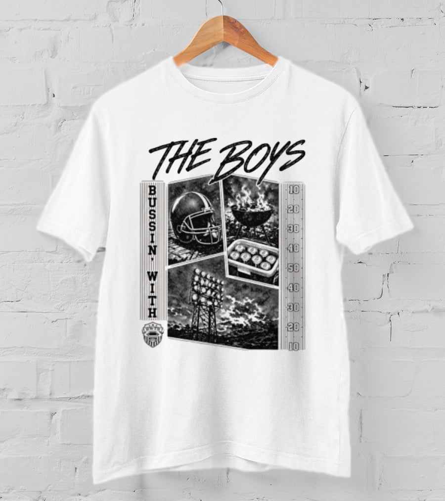 Bussin With The Boys Football Podcast Grilling And Game Day Vibes T-Shirt