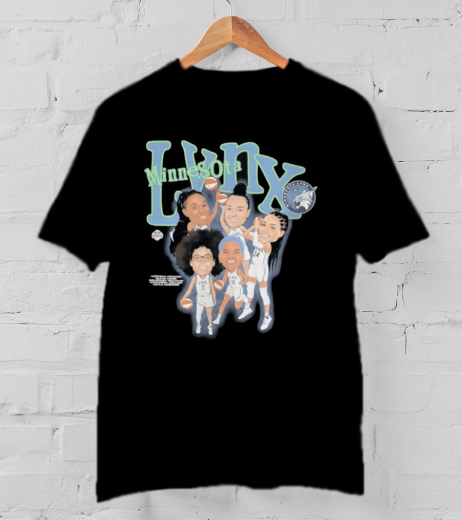 Minnesota Lynx Big 5 WNBA Basketball Caricature Team Spirit T-Shirt