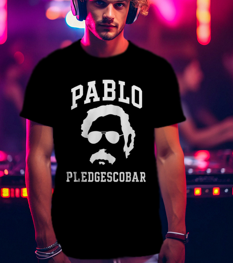 Pablo Pledgescobar Silhouette With Sunglasses And Mustache T-Shirt