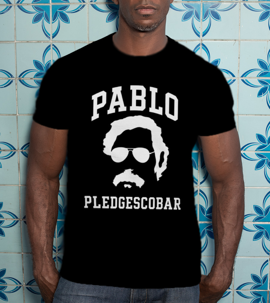 Pablo Pledgescobar Silhouette With Sunglasses And Mustache T-Shirt