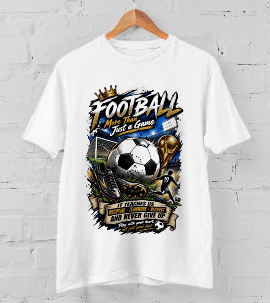 Football More Than Just A Game Discipline Teamwork Respect Never Give Up Play With Your Heart T-Shirt