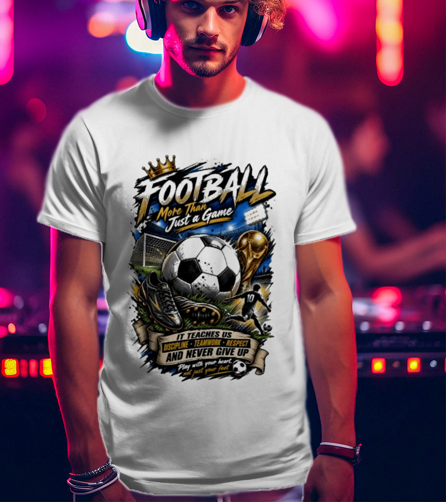 Football More Than Just A Game Discipline Teamwork Respect Never Give Up Play With Your Heart T-Shirt