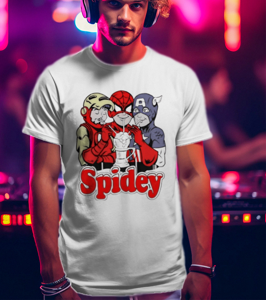 Spidey Iron Man Captain America Beer Meme T-Shirt