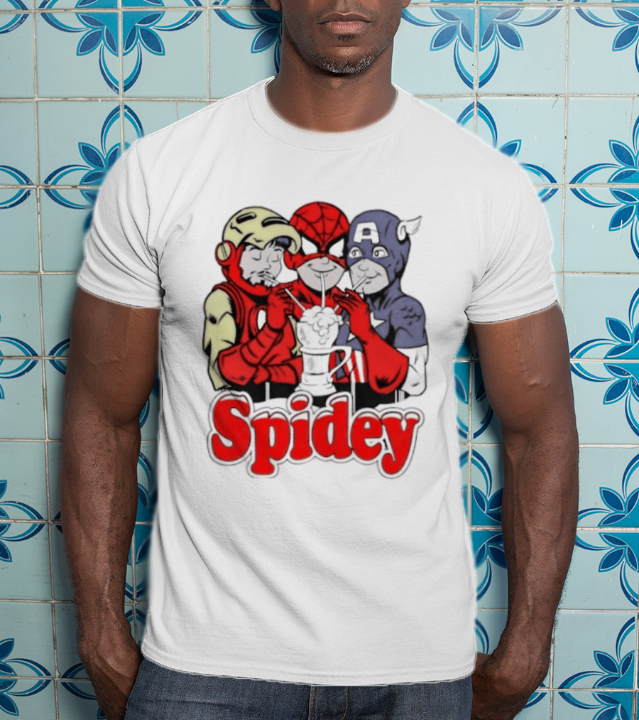 Spidey Iron Man Captain America Beer Meme T-Shirt
