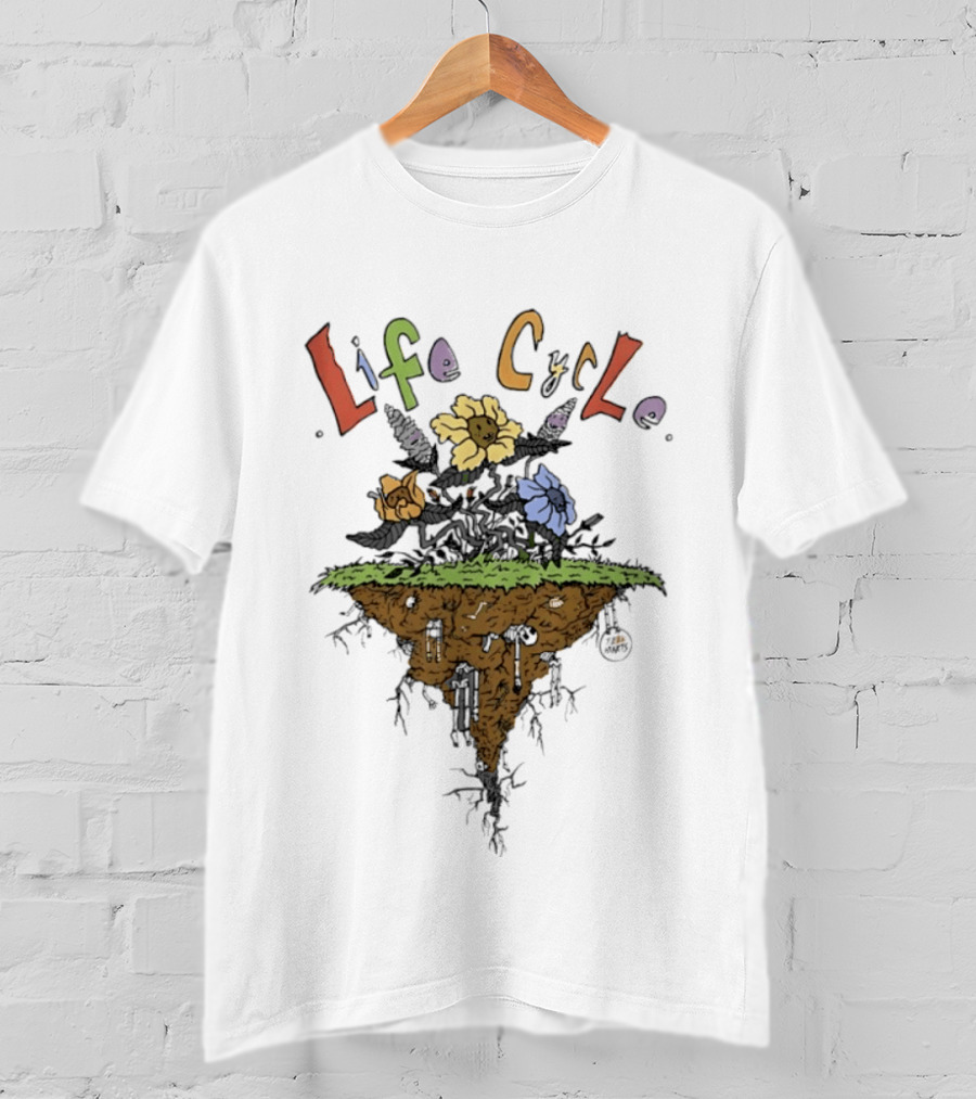 Life Cycle Floating Island With Colorful Flowers T-Shirt