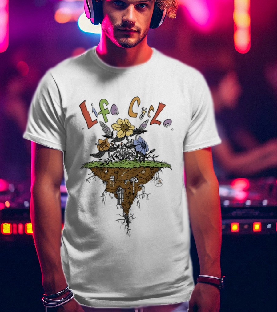 Life Cycle Floating Island With Colorful Flowers T-Shirt