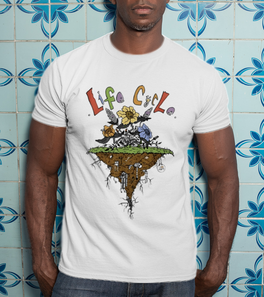 Life Cycle Floating Island With Colorful Flowers T-Shirt