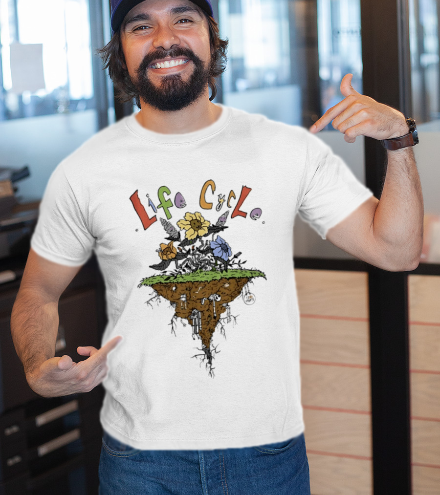 Life Cycle Floating Island With Colorful Flowers T-Shirt