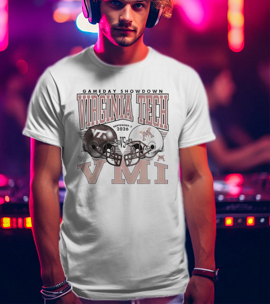 Virginia Tech Hokies Vs VMI 2026 Gameday Showdown Football Helmets T-Shirt