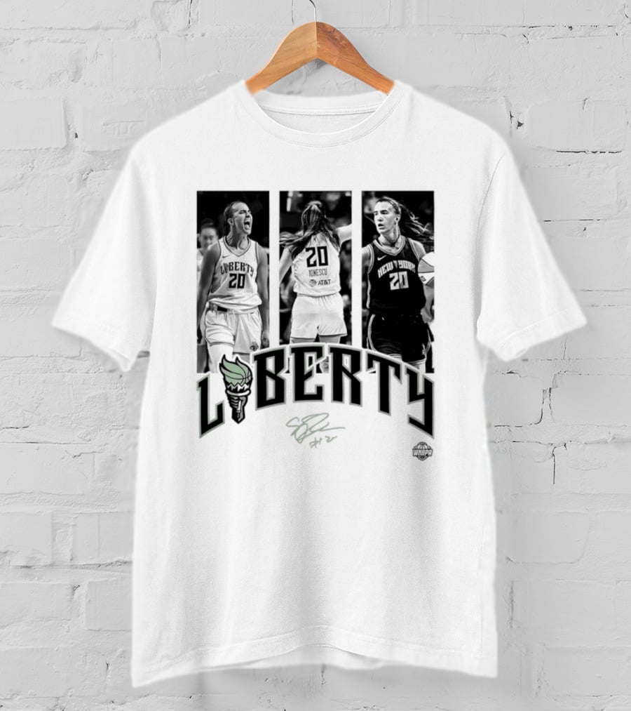 Sabrina Ionescu Liberty WNBA Player Collage Signature T-Shirt
