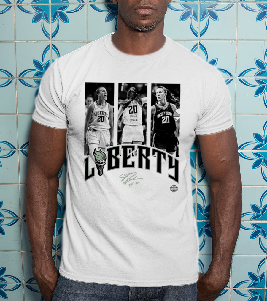 Sabrina Ionescu Liberty WNBA Player Collage Signature T-Shirt