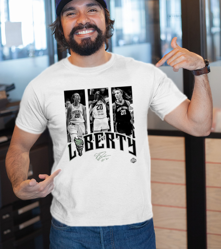 Sabrina Ionescu Liberty WNBA Player Collage Signature T-Shirt