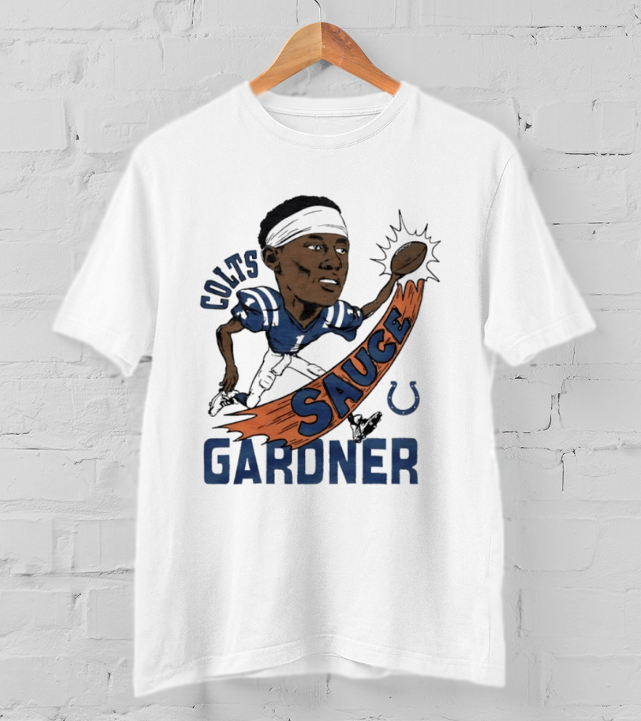Colts Sauce Gardner Indianapolis Football Player Caricature T-Shirt