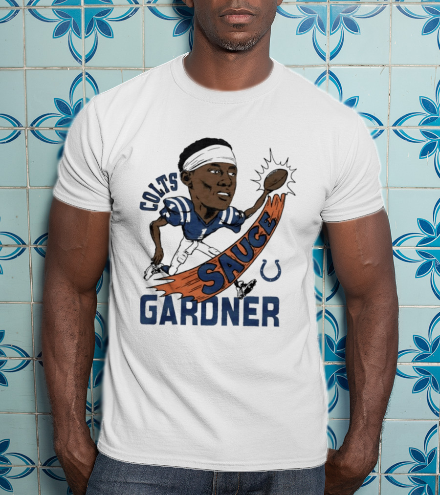 Colts Sauce Gardner Indianapolis Football Player Caricature T-Shirt