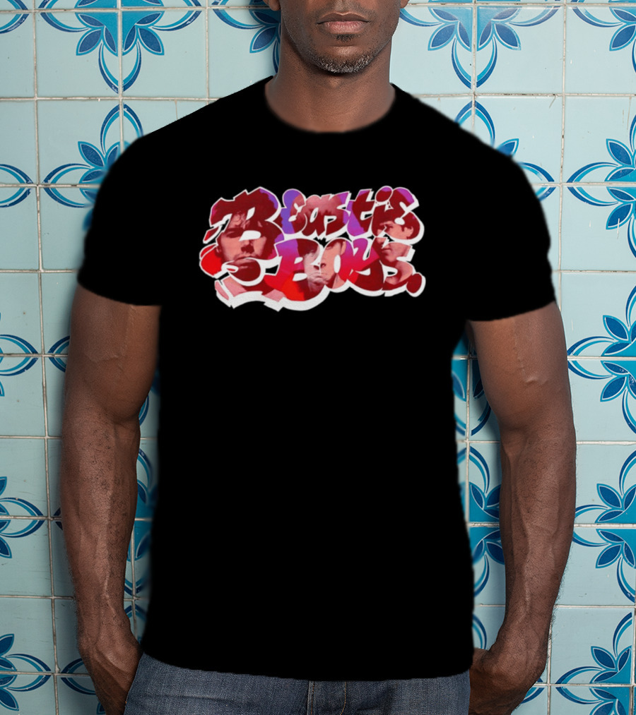 Beastie Boys Get Busy Or Get Lost Red And White Text With Faces T-Shirt